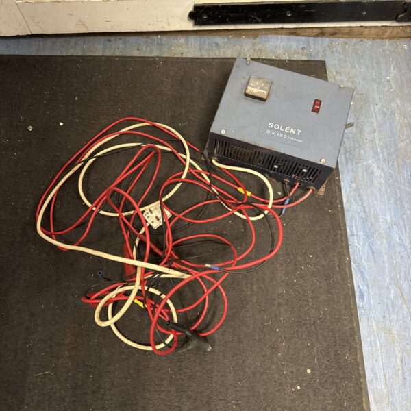 Vintage Solent car battery charger with multiple leads.