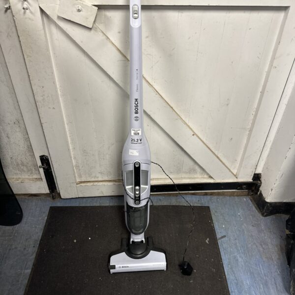 Bosch Flexxo cordless vacuum cleaner in grey, untested condition.