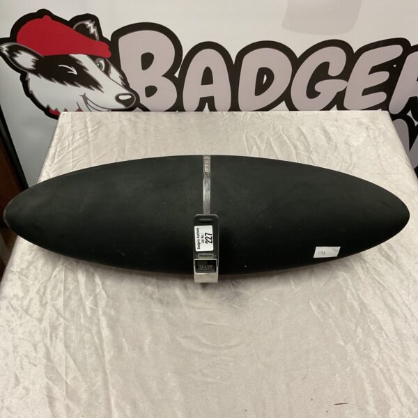 Front view of a B&W Zeppelin speaker, a vintage audio device.