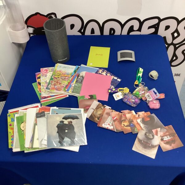 Mixed lot of occasion cards, playing cards, and a blackmoor box.