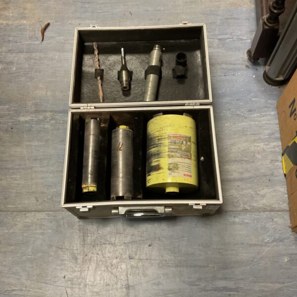 Bosch heavy duty drill bits in a metal carrying case.