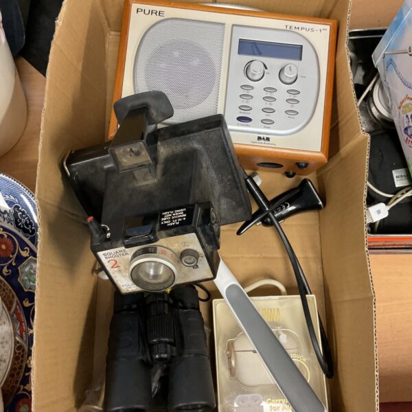 Vintage Polaroid Square Shooter camera and Pure DAB radio lot.