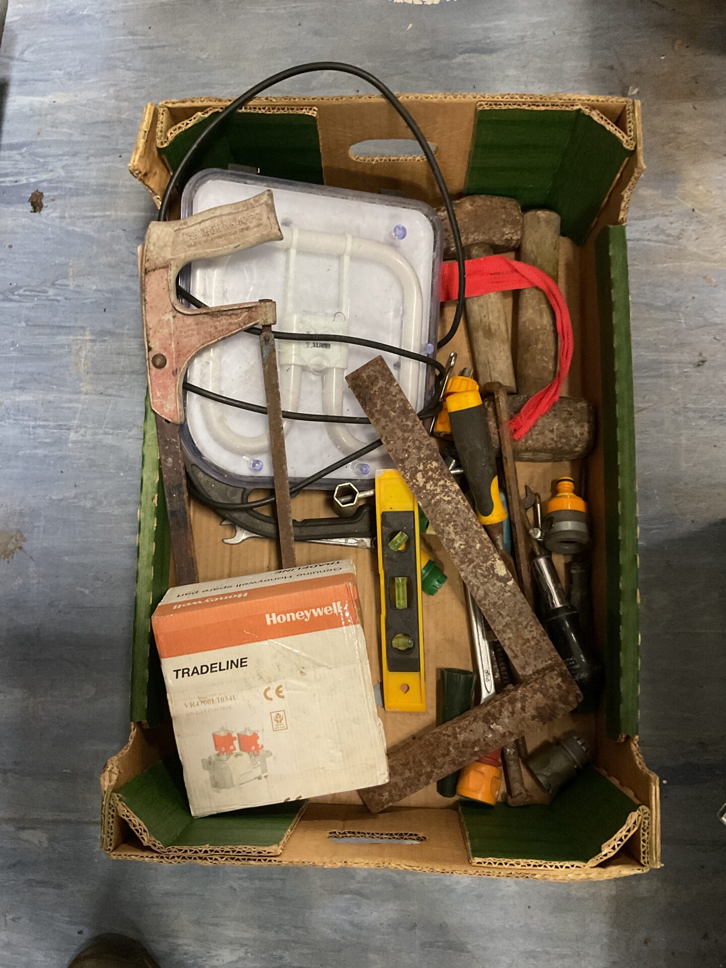 1062 Tray assorted tools inc site light hammers Honeywell gas control