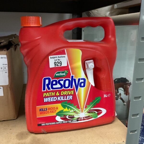 Partially used bottle of Resolva path and drive weed killer.