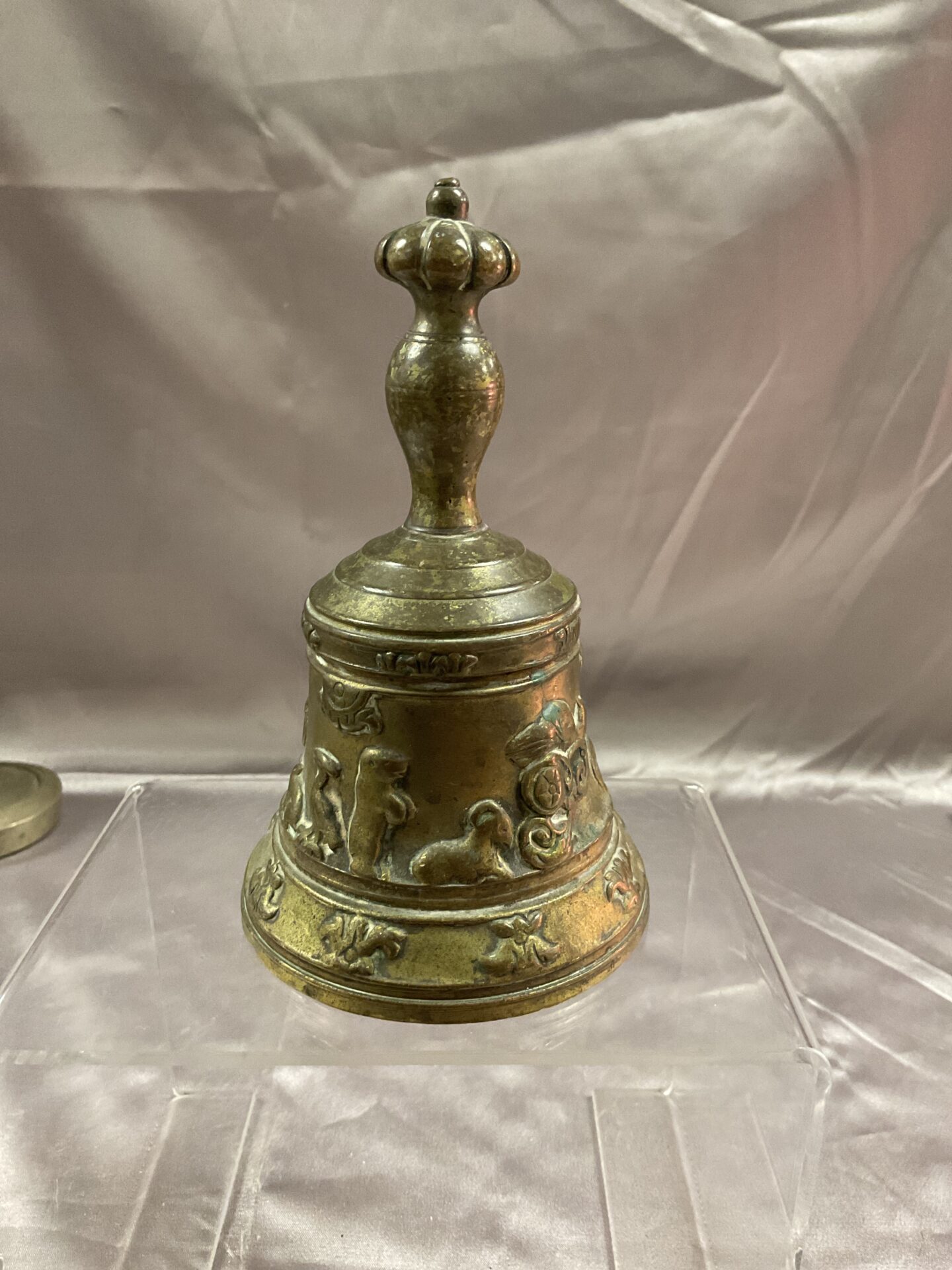 758 Vintage 5” Brass Bell decorated with animal scenes