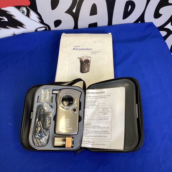 New digital alcometer in original packaging, breath alcohol tester.