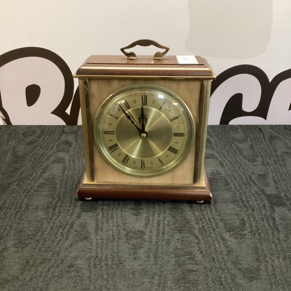 Vintage Metamec mantle clock with brass and marble detailing.