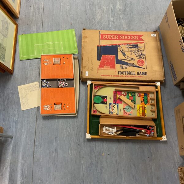 Vintage board games lot including Super Soccer and Waddingtons Table Soccer.