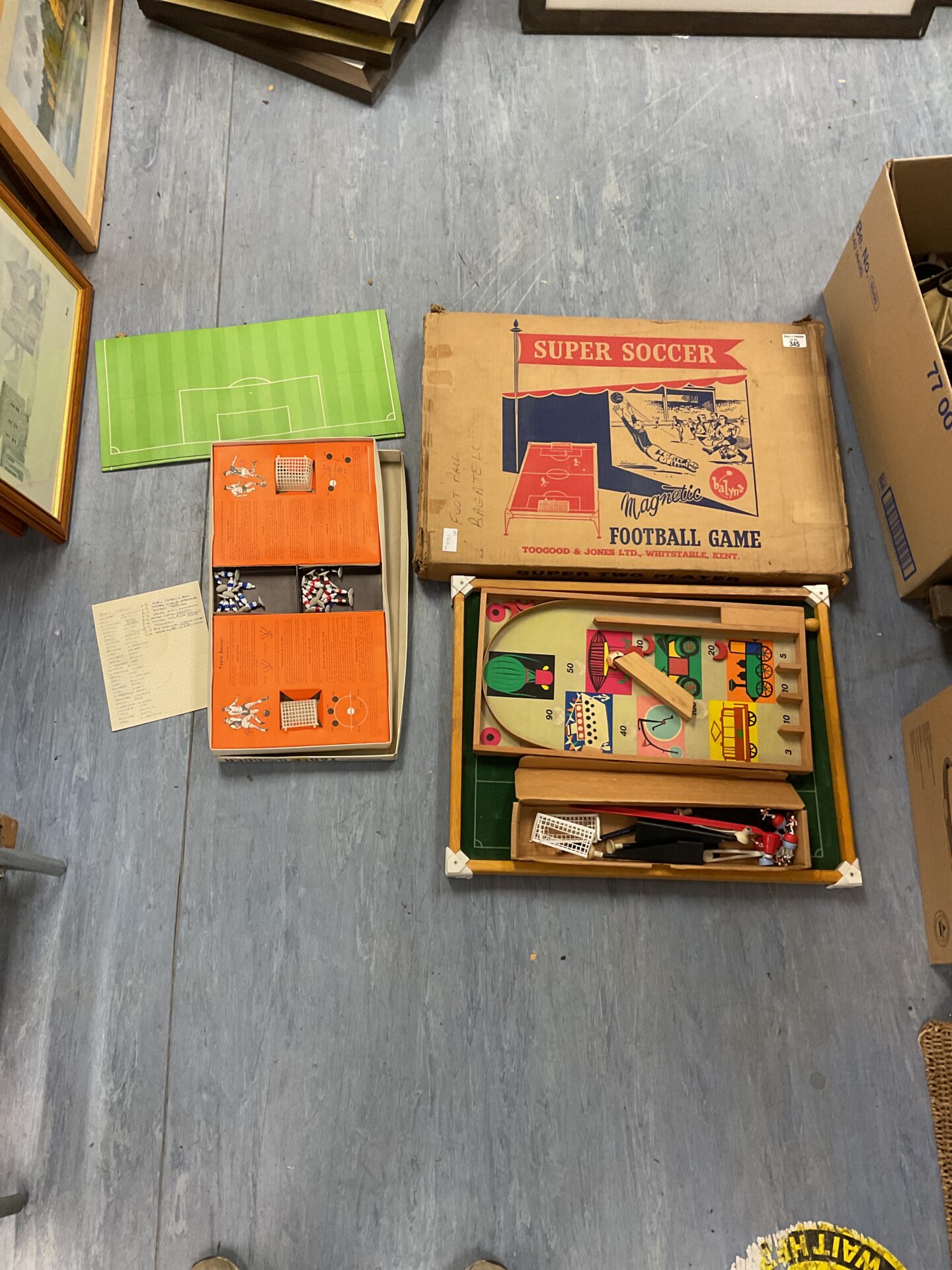 345 Two vintage board games inc super soccer and waddingtons table soccer