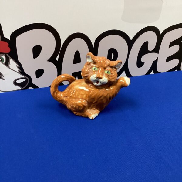 Vintage P&K porcelain cat teapot, detailed and charming.