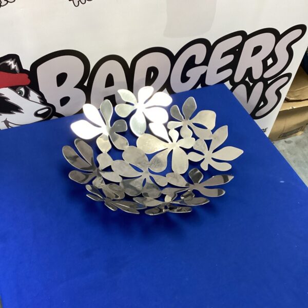 Vintage Ikea Stockholm fruit dish in stainless steel.