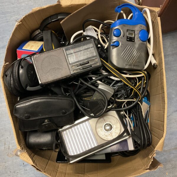 Vintage Ferguson portable radio and headphones in a mixed lot.