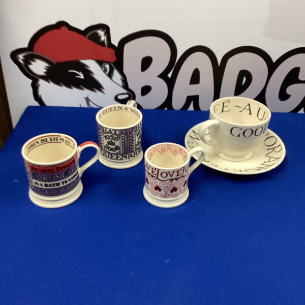 Colourful patterned Bridgewater coffee cup, vintage ceramic mug.