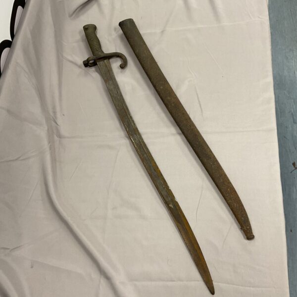 Antique French M1874 Chassepot bayonet with Y-shaped blade.