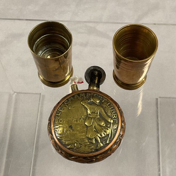 Vintage WW1 French trench art lighter with brass shot cups.