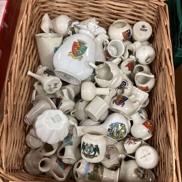 Large collection of vintage crested ware including Shelley and Arcadian pieces.