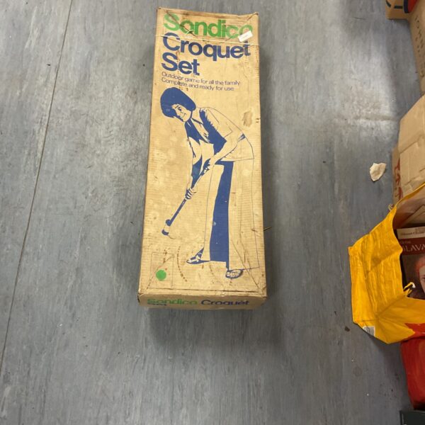 Vintage Sondico croquet set in original box, garden game.