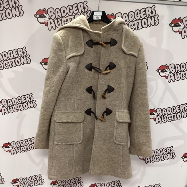 Front view of a size 10 vintage duffel coat.