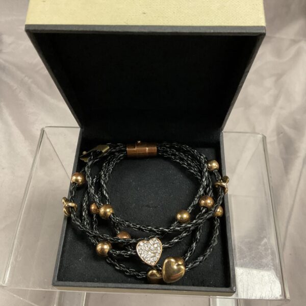 Links of London hearts bracelet with silver beads and crystal charms.