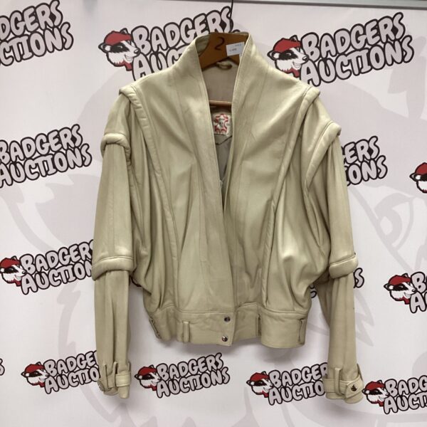 Vintage MK leather jacket size 38, front view.