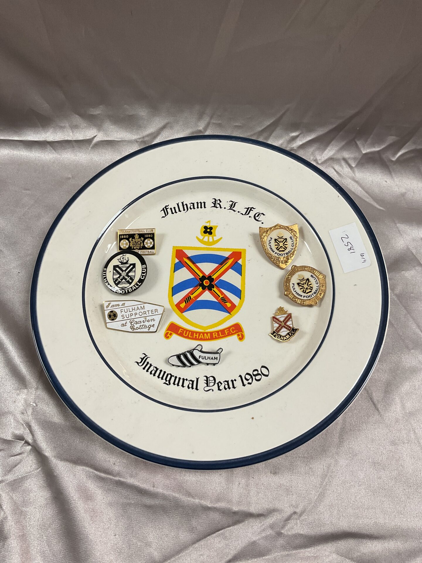 766 Fulham R L F C Collectors plate and Collection Fulham Fc Pin badges
