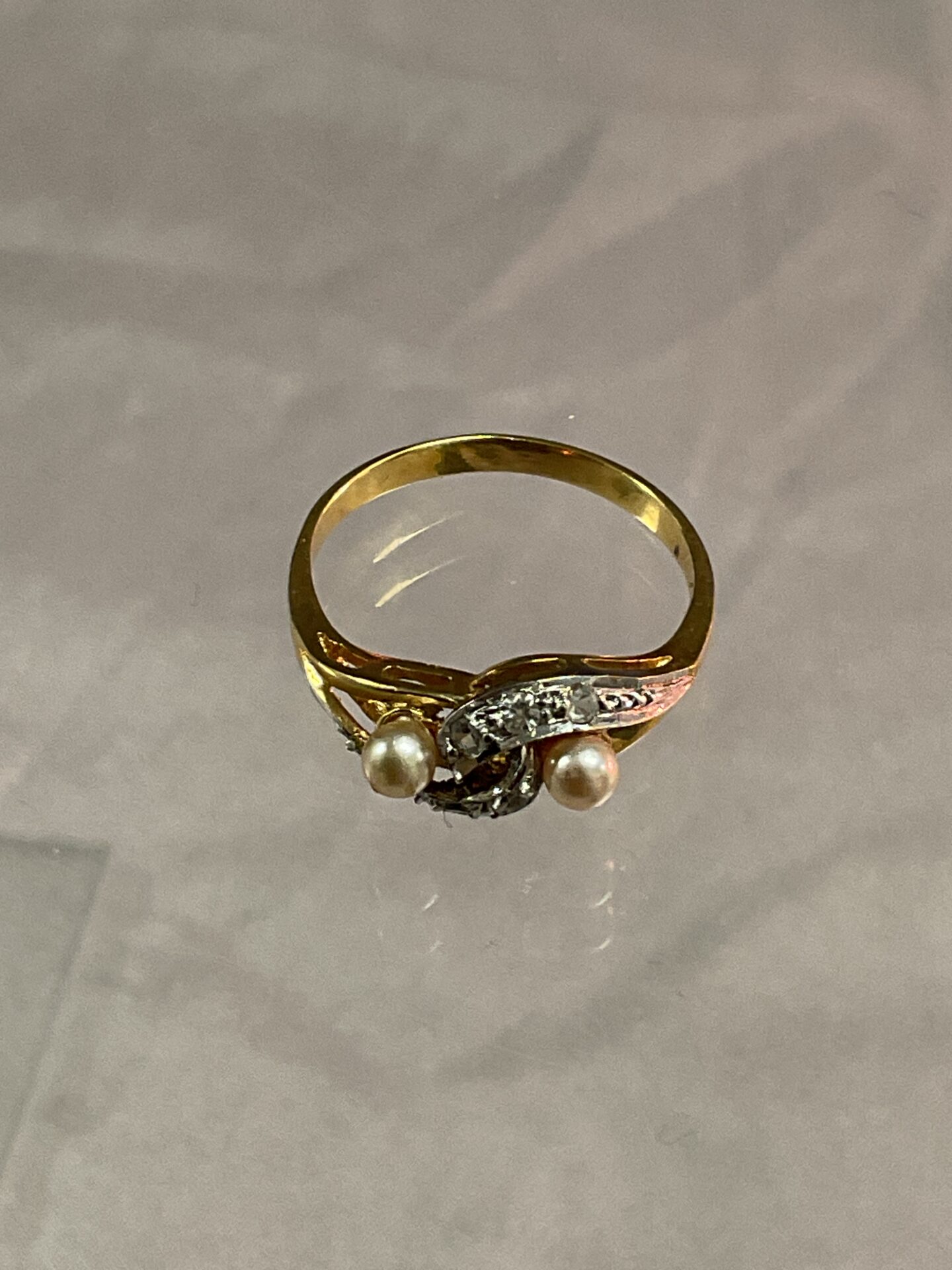 865 925 Silver gilt pearl ring size O