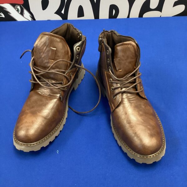 Stylish brown leather boots size 45 for men's fashion.