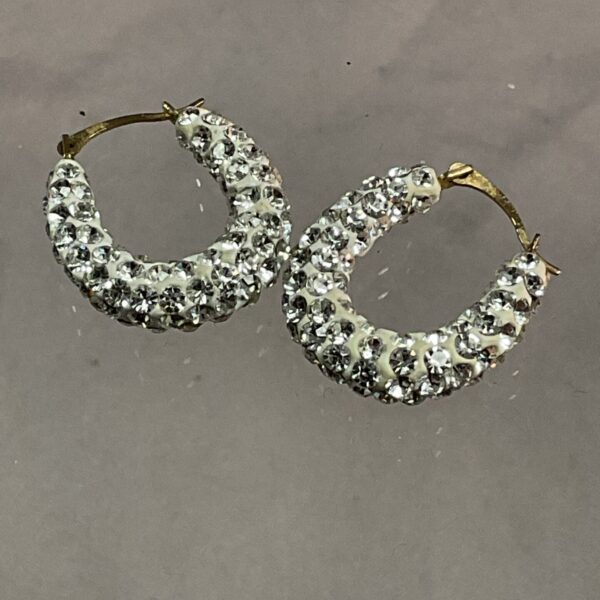 Sparkling 9ct gold horseshoe earrings with crystal detailing.