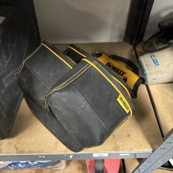 Black and yellow Dewalt tool pouch for tool storage.