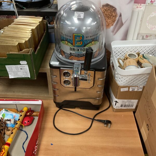 Vintage Brixton Brewery beer pump for real ale dispensing.
