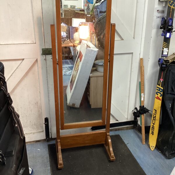 Vintage full length dressing mirror with wooden frame.