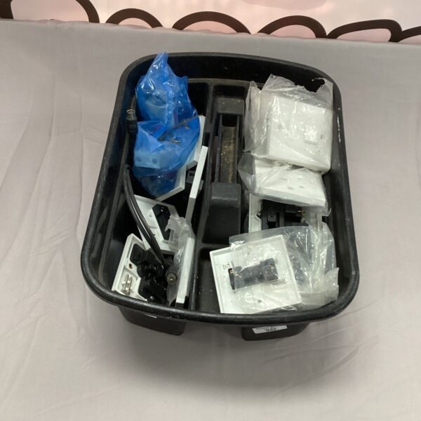 Tray of assorted electrical sockets and covers for DIY projects.