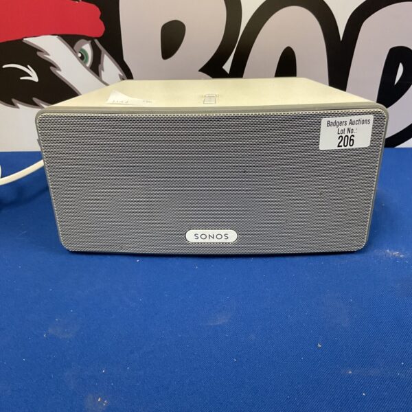 Compact Sonos Play 3 wireless speaker for home audio streaming.