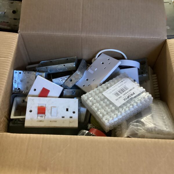 Mixed lot of electrical fittings and sockets for DIY projects.