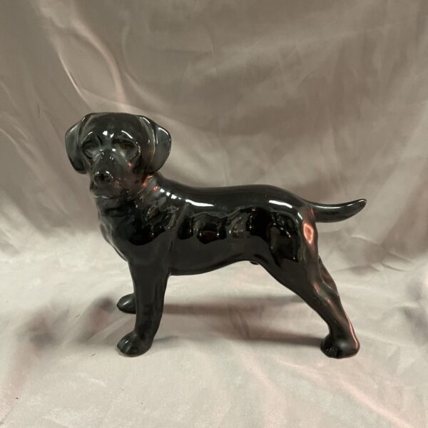 Glossy black Labrador figurine, china dog sculpture for collectors.