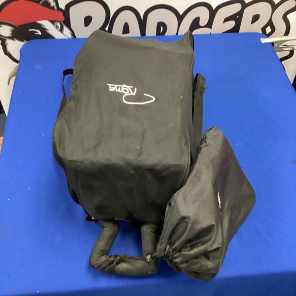 Roma travel pushchair cover in grey, showing signs of wear.