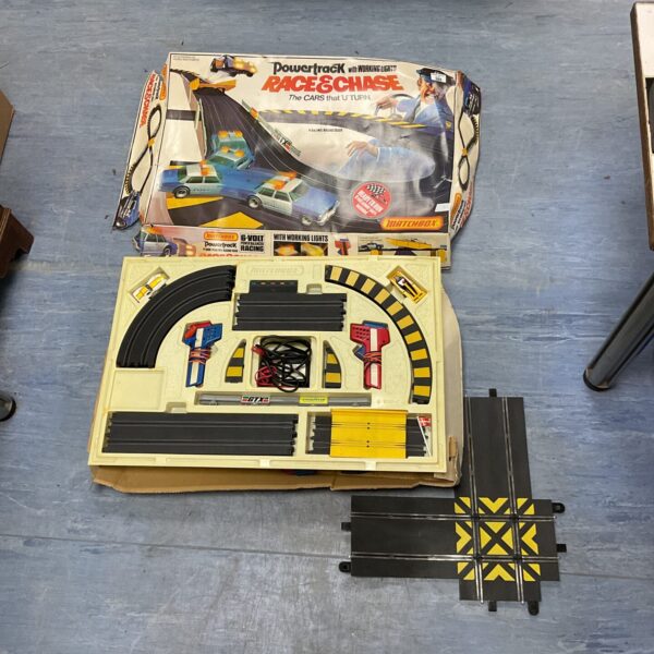 Vintage Matchbox PowerTrack Race and Chase PT-6000 toy track set.