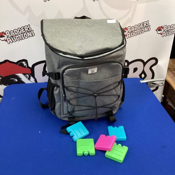 Insulated rucksack with ice packs for outdoor adventures.