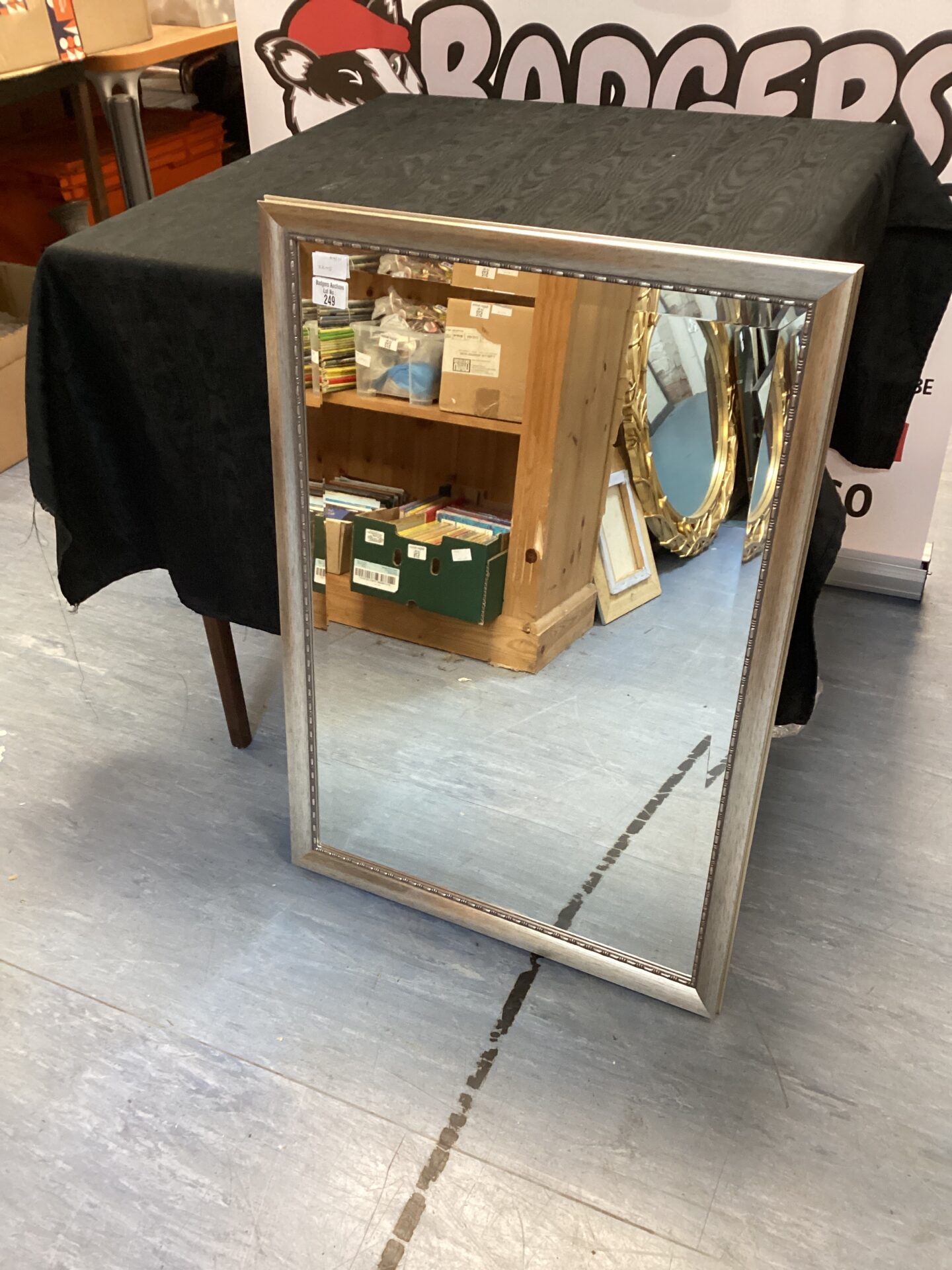 249 Wood framed bevel edged mirror 32”x 23”