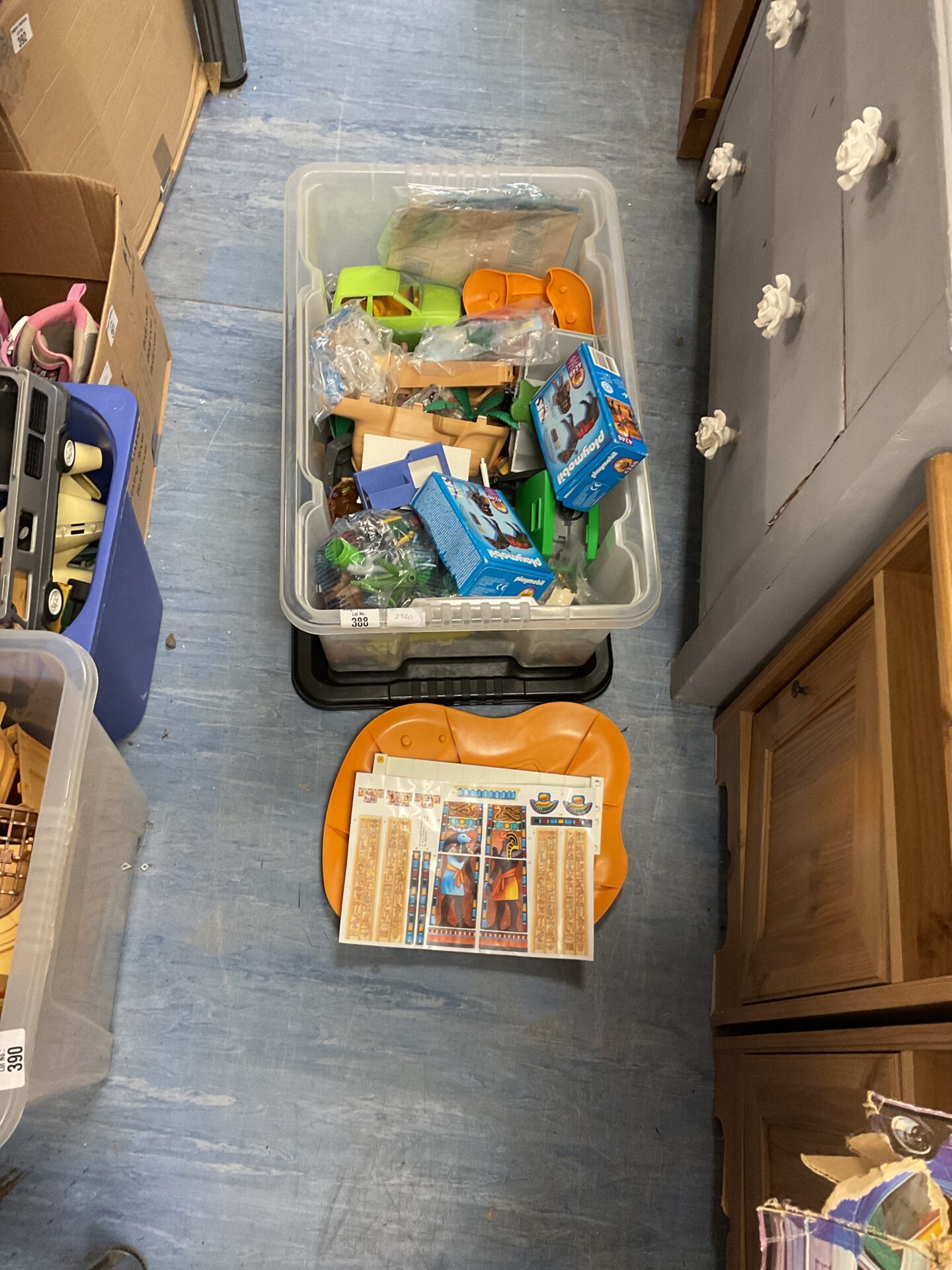 388 Box of playmobile toys and accessories