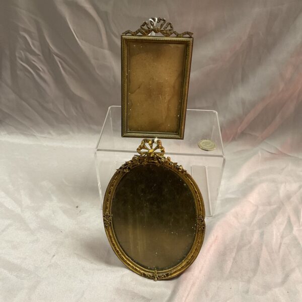 Ornate antique brass photo frames, Victorian style, collectible.