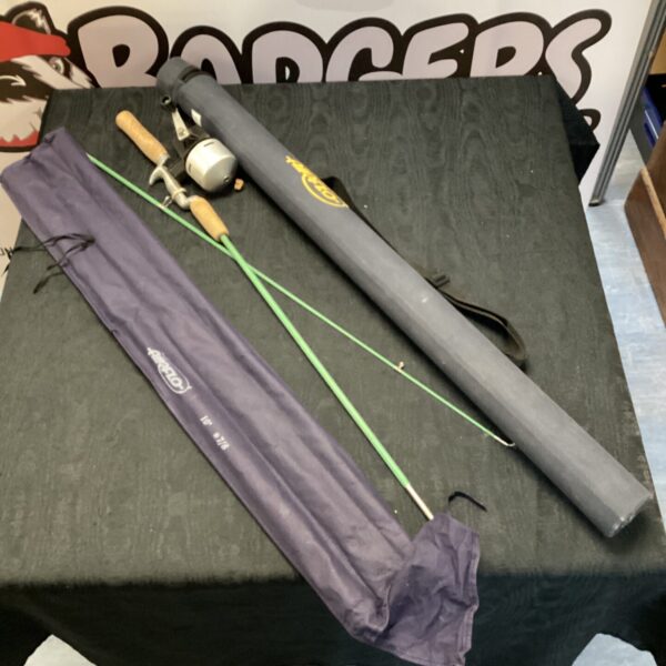 Two used fishing rods, including a fly fishing rod, in a lot.