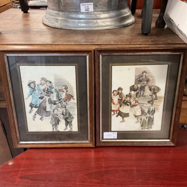 Vintage Ronald Embleton prints of children playing, collectible wall art.