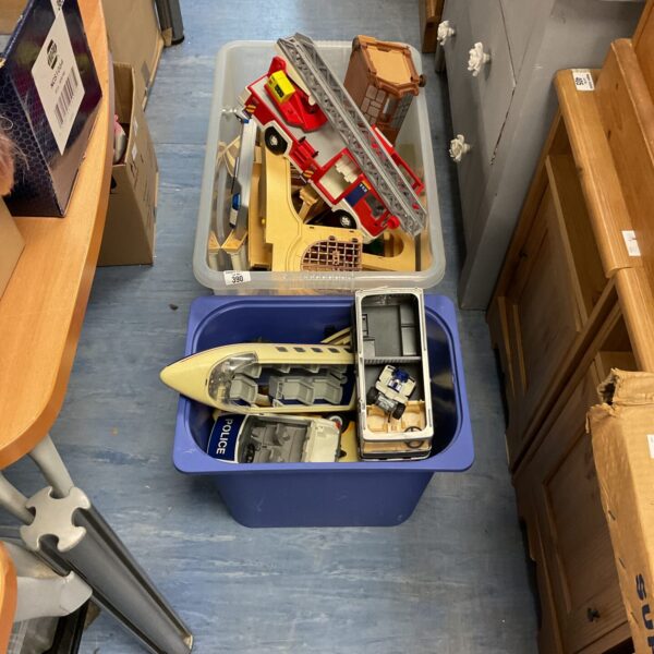 Vintage Playmobile sets in a mixed lot, including a fire station.