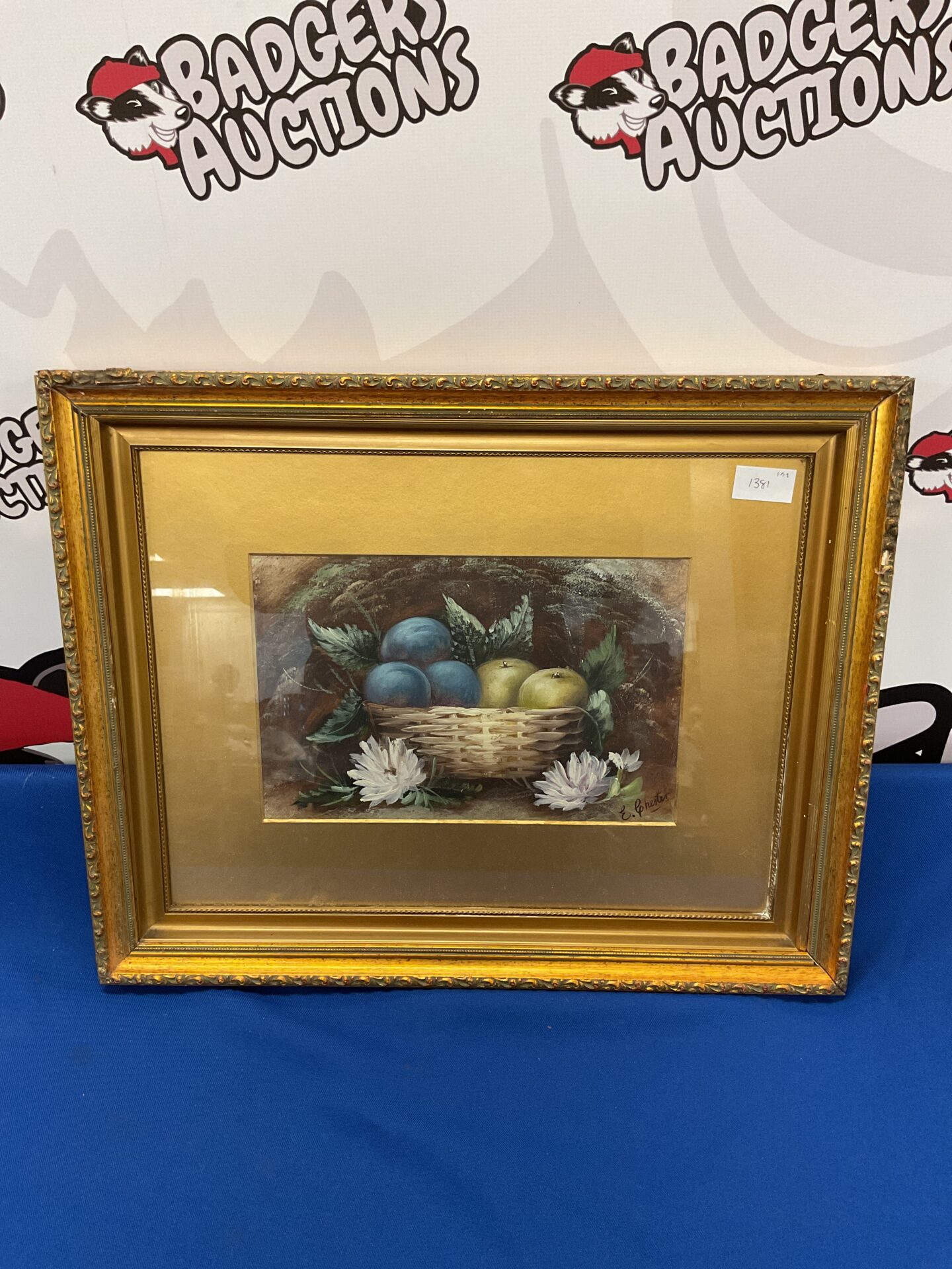 007 e chester oil painting of fruit in a basket