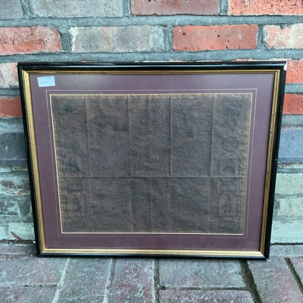 Antique map of Scotland in a decorative frame, vintage collectible.
