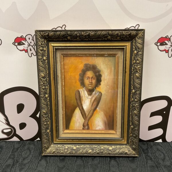 Vintage oil painting of a Caribbean girl in a portrait.