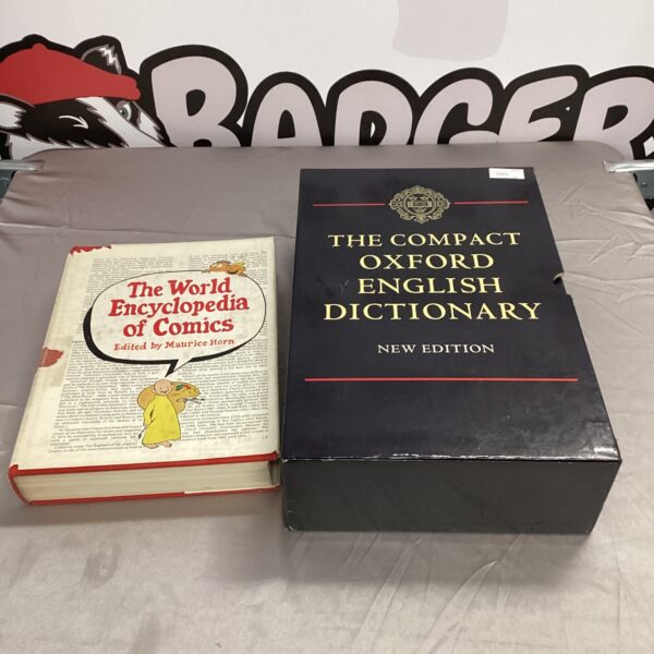 Vintage Compact Oxford English Dictionary with comic encyclopedia.