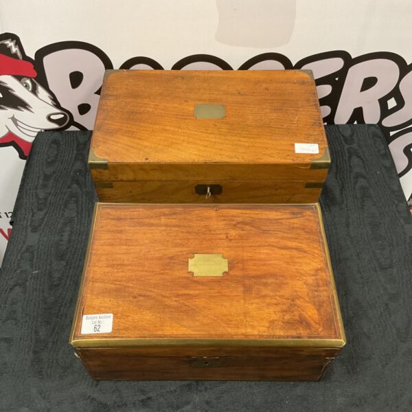 Front view of a vintage mahogany writing slope.