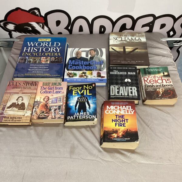 Mixed book lot including history and cookbook.